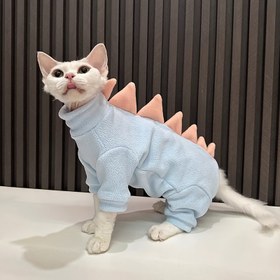 Resim Kediler için Dinozor Kostümü - Sphynx, Devon ve Küçük ile Orta Irklar için Pembe Dikenli Dinozor Pullu Yumuşak Polyester Göbek Koruma Kıyafeti, Rahat Kazak, Sevimli Evcil Hayvan Giyimi, Dinozor Temalı, Konforlu Kalıp, Yumuşak Dokulu 