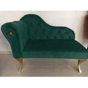 Resim Sepetten Evine Koyu Yeşil Yeni Nesil Köşe Koltuğu Josefin Bench Puf Gold Ayak 