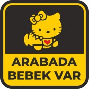 Resim Reysa Tasarım Arabada Bebek Var 2 Sticker 10X10 Cmrenkli Sticker 
