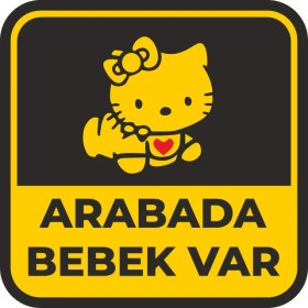 Resim Reysa Tasarım Arabada Bebek Var 2 Sticker 10X10 Cmrenkli Sticker 