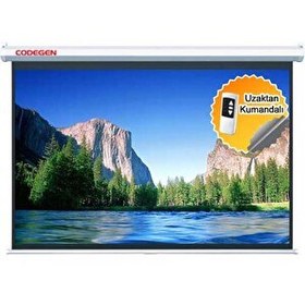 Resim Codegen SX-20 200x200 CM Motorlu Elektrikli Uzaktan Kumandalı Gümüş Kumaş Projeksiyon Perdesi 