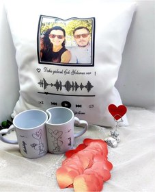 Resim 14 Şubat Sevgililer günü hediyelik 2 li kalp kupa ve Baskılı Ya 