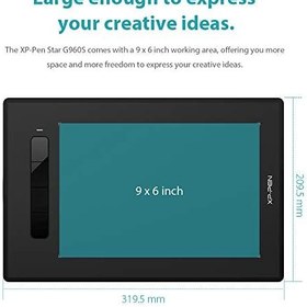 Resim XP-PEN G960S Grafik Tablet 9x6 inç Kalem Tablet Çizim Tableti, Windows 10/8/7 ve Mac OS ve Android için Pilsiz Stylus ile 