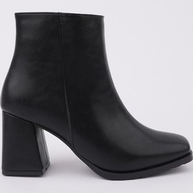 Resim Muggo Divina Küt Burun Kalın Topuklu Fermuarlı Kadın Bot Siyah 