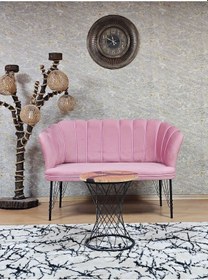 Resim Zafir İkili Siyah Boyalı Tel Ayak Papatya Çay Seti Koltuk Berjer , Balkon, Salon, Ofis, Cafe Koltuk Takımı Pembe 