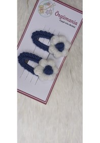 Resim Amigurumi Toka - Çıtçıtlı El Örgüsü Toka 1 Çift Koyu Mavi 