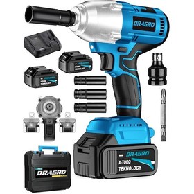 Resim Dragro DRG-smn128 Mavi 88 V 5 Ah Somun Bijon Sökme Takma Sıkma Matkap Kömürsüz Akülü Vidalama Set 