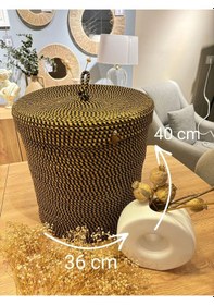 Resim Mavaux Sepet,kapaklı Saksılık, Kapaklı Organizer 36x40 - Büyük Boy Sarısiyah Kırçıllıjüt 