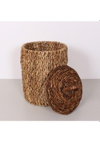 Resim Alanya Doğal Abaka 35x50 Cm Kapaklı Çamaşır Ve Dekorasyon Sepeti Bej 