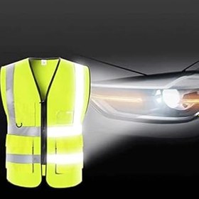 Resim Reflektörlü Yelek Güvenlik Yeleği Construction Reflective Suit, High Visibility Safety Reflective Vest With Pockets Uyarı Yeleği Reflektör Yeleği 