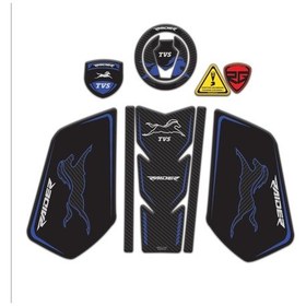 Resim Tvs Raider Tank Pad Sticker Seti Mavi Siyah Redlinegrafik 