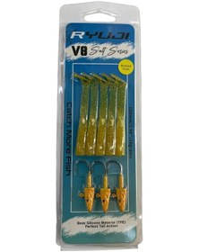 Resim Ryuji V8 10cm 10gr Silikon Yem 3+5 Chartreuse Glow 