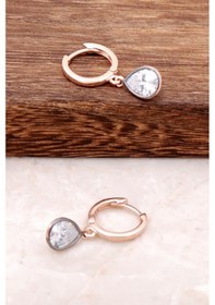 Resim Su Damlası Rose Gümüş Küpe 2082 