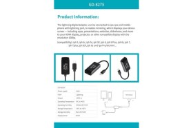 Resim Go-Des Go Des GD-8275 Lightning HDMI 2k Dönüştürücü Adaptör Lightning Av Kablo 