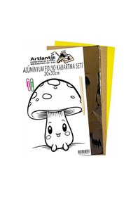 Resim Alüminyum Folyo Kabartma Seti 20x30 Cm Deney Malzemesi 1 Paket Aliminyum Folyo Seti Kabartma Siyah 