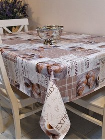 Resim Elyaflı Pvc Muşamba - Desenli Silinebilir Masa Örtüsü Kahve Kahverengi 