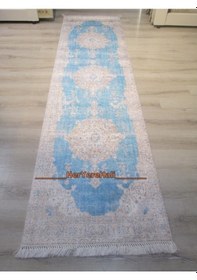 Resim Joker Halı Tiffany Concept Tsy07Turkuaz 80X300 cm Kadife Dokulu Kaymaz Yolluk 