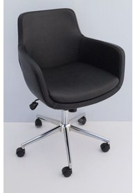 Resim Bulut Siyah Deri Rahat Ofis Çalışma Koltuğu 