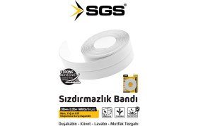 Resim Sgs SGS1240 3.35M Banyo Küvet Mutfak Lavabo Beyaz Su Sızdırmaz Bant Su Geçirmez Kenar Bandı Sızdırmazlık Tamir 