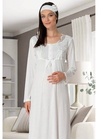 Resim Mecit Pijama Lohusasepeti 5343 Sandra Dantelli Yaka Lohusa Gecelik 001 