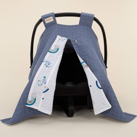 Resim Puset Örtüsü - Çift Taraflı - İndigo Müslin - Mavi Gökkuşağı 