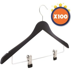 Resim Nyn Ahşap Askı Şık Mandallı Gömlek Etek Askısı Siyah Renk 100 Ade Siyah 