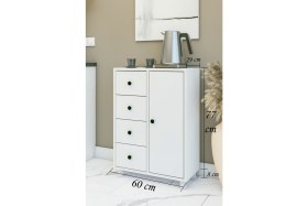 Resim Montenero Sebzelik Dolap 4 Çekmeceli Kapaklı Mutfak Banyo Düzenleyici Parlak Beyaz 60x85 Cm 