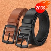 Resim 2 adet FLAGIA Erkek Vintage Yıkanmış Kemerler, Klasik Pin Tokalı Mat Bitiş, Kot ve İş Giyiminde Şık, Günlük Seyahat, Açık Hava Eğlencesi ve Temalı Partiler için Temel Retro Moda Aksesuarı, Kot Kemer 