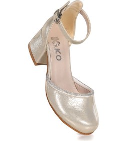 Resim Kiko Kids Ressa Taşlı Kız Çocuk 5 Cm Topuklu Sandalet Abiye Ayakkabı Altın Altın 