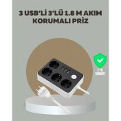 Resim Msa-Shop 4 Prizli 3 USB Portlu Anahtarlı Akım Korumalı Priz 