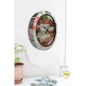 Resim Bahat Krom Çerçeveli Salon Ofis Duvar Saati 36 cm 