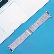 Resim Şık Reçine Saat Kayışı iWatch Serisi 1-9 & SE için, Şeker Renkleri ve İnci Vurguları, Hafif, 38mm-49mm'ye Uyar - Pembe & Beyaz 