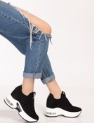 Resim Guja Kadın Siyah Taşlı Gizli Dolgu Topuk Sneaker 