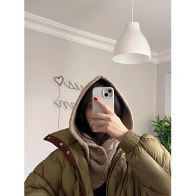 Resim Venüs Design Düğmeli Balaklava Bej Renk Kadınlar İçin Kış Sezonu Aksesuarı 