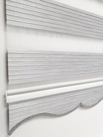 Resim BBB Geniş Pliseli Simli Gri Zebra Stor Perde MZ294 160x260 