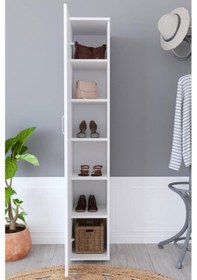 Resim 6 Raflı Tek Kapak Oyuncak Dolabı Beyaz 