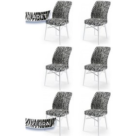 Resim Canisa Flex Serisi, Üst Kalite Mutfak Sandalyesi, 6 Adet Zebra Desen Sandalye, Gürgen Beyaz Ahşap Ayak Sandalye Zebra Desen Ayaklar Beyaz 