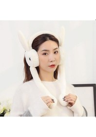 Resim Sevimli Tavşan Kulaklı Kışlık Kulaklık - Peluş Diğer 