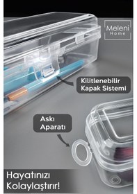 Resim 4'lü Taşınabilir Makyaj Organizeri - Şeffaf Çok Amaçlı Kozmetik Makyaj Fırçası Düzenleyici Fırçalık 