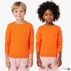 Resim Lacoste Çocuk Bisiklet Yaka Turuncu Sweatshirt 