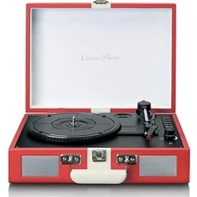 Resim Lenco Classic Phono TT-110 Kırmızı Hoparlörlü Bluetoothlu Retro Pikap Plak Çalar 
