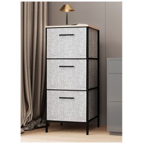 Resim 3 Çekmeceli Çok Amaçlı Dolap Büyük Boy Komodin Sehpa Gri 1618 