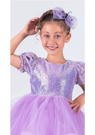 Resim Mnk Baby & Kids Tütü Gren Etekli Kız Çocuk Pul Payetli Kısa Kol Kikidi Elbise Mnk Lila 