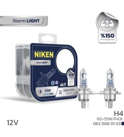 Resim Niken H4 12V 60/55W Halojen Ampul Storm Light P43t Gün Işığı 