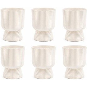 Resim So-ltsa01 Lotus Ayaklı Plastik Vazo Çiçek Saksı 1.8 Litre No:1 Beyaz 6 Adet 