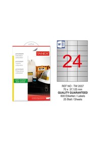 Resim Tanex Tw-2037 70X37.125 MM Gümüş Lazer Etiket 600'lü 