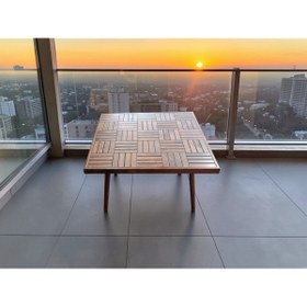 Resim MİRRORSS Orta Sehpa Ceviz Renk Retro Tasarım Kare 75 X 75 cm ofis salon sehpası 
