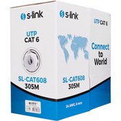 Resim S-Link Sl-Cat608 305 Metre Gri Internet Kablosu Utp Cat6 Kablo 