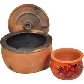 Resim Teknotrust Güveç 4--6 Kişilik 1Adet Desenli 1 Lt Yogurt Kazanı-- 1Adet Güveç Kapagı Hediyeli 