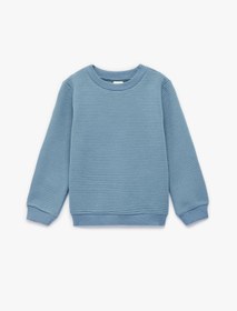 Resim Erkek Bebek Bisiklet Yaka Dokulu Uzun Kollu Sweatshirt 